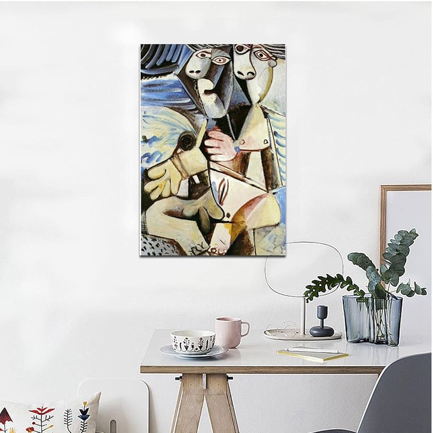 ピカソ絵画   壁掛け Amazon｜ピカソ絵画「抱擁」。ピカソキャンバスアート。壁の